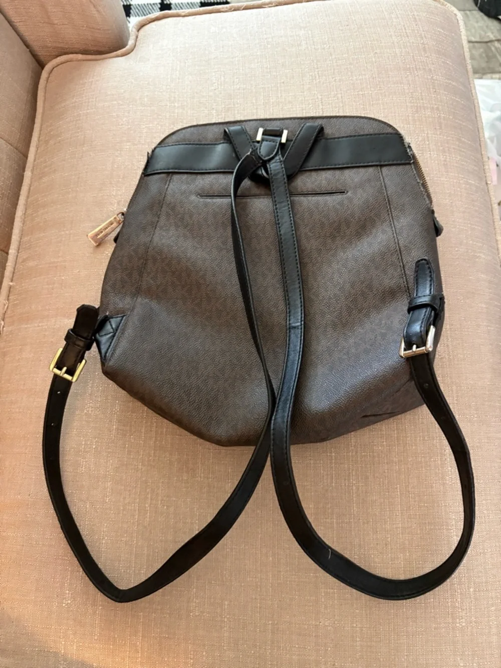 Michael Kors Brown Monogram Backpack with Gold Hardware - Picture 3 of 3